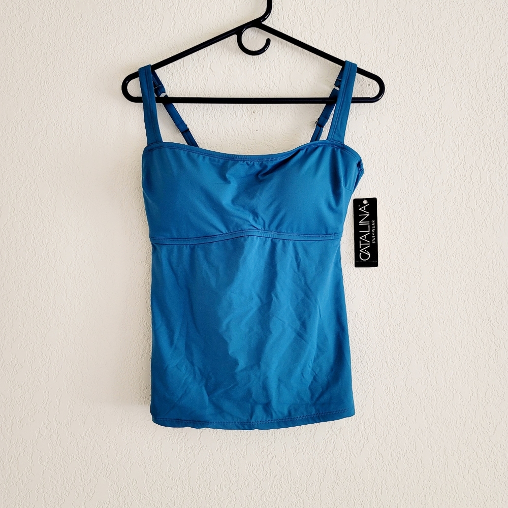 Catalina tankini swimsuit top size M blue teal NWT